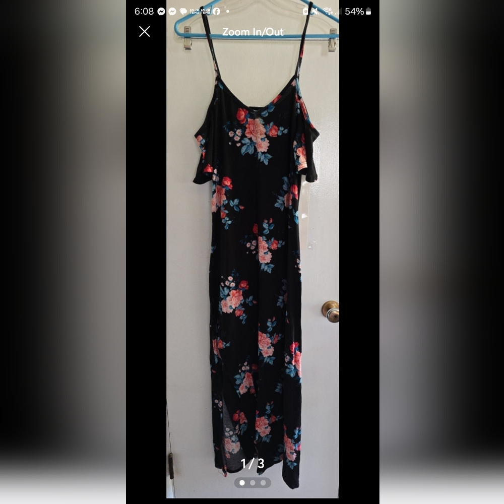 Joe Boxer cold shoulder, spaghetti strap maxi dress